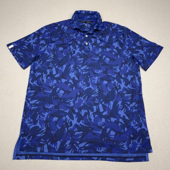 RLX Ralph Lauren Other - RLX Ralph Lauren Polo Shirt Mens L Blue Camo Performance Golf Stretch Athleisure
